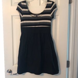 Striped little black dress